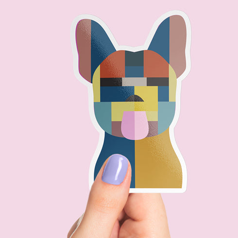 Abstract French Bulldog Premium Vinyl Sticker, Water Bottle Sticker, Dog Lover Gift, Frenchie Laptop Decal, Stocking Stuffers